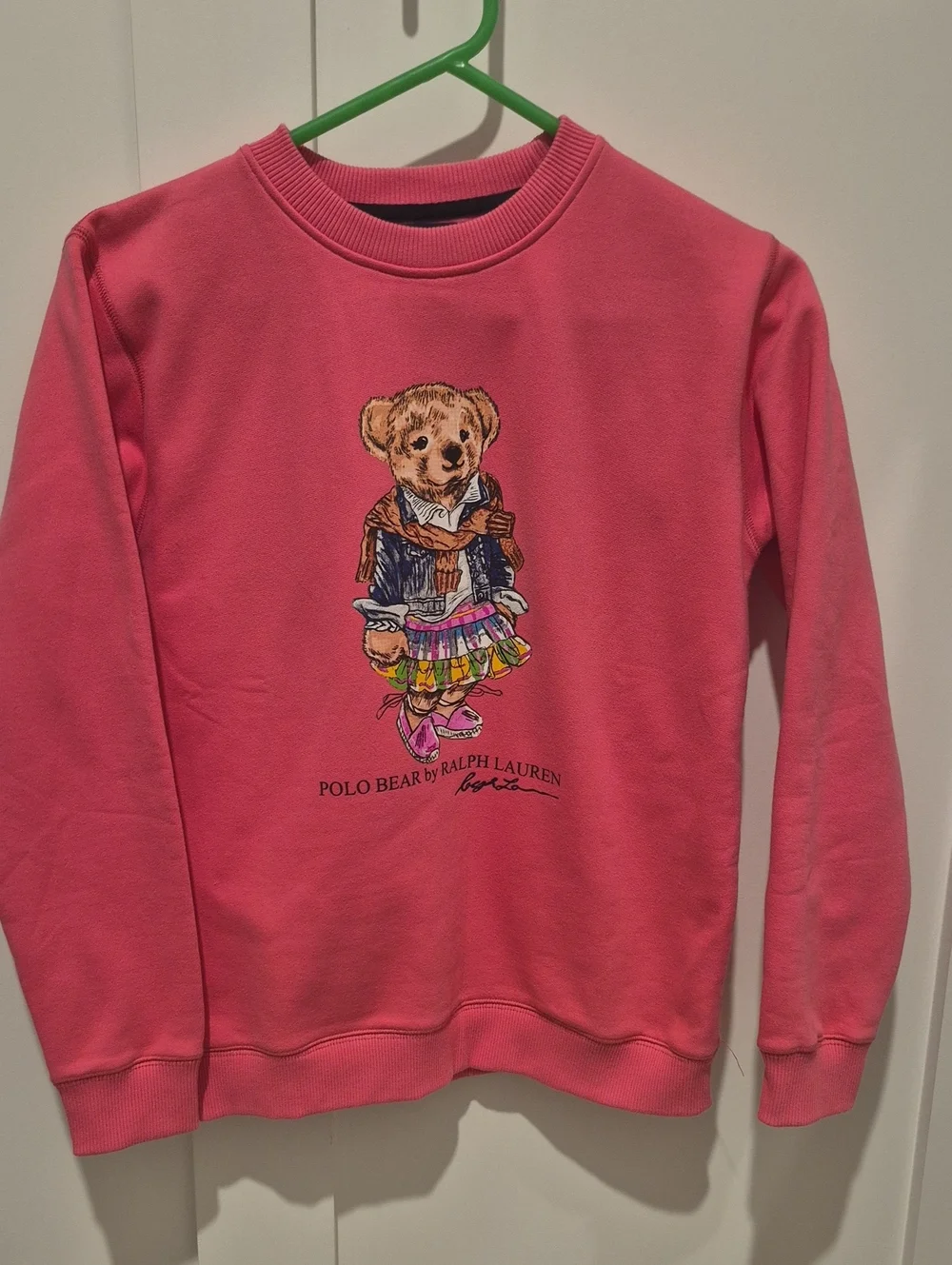 Ralph Lauren Girls' Size 16 Coral Polo Bear Swearshirt